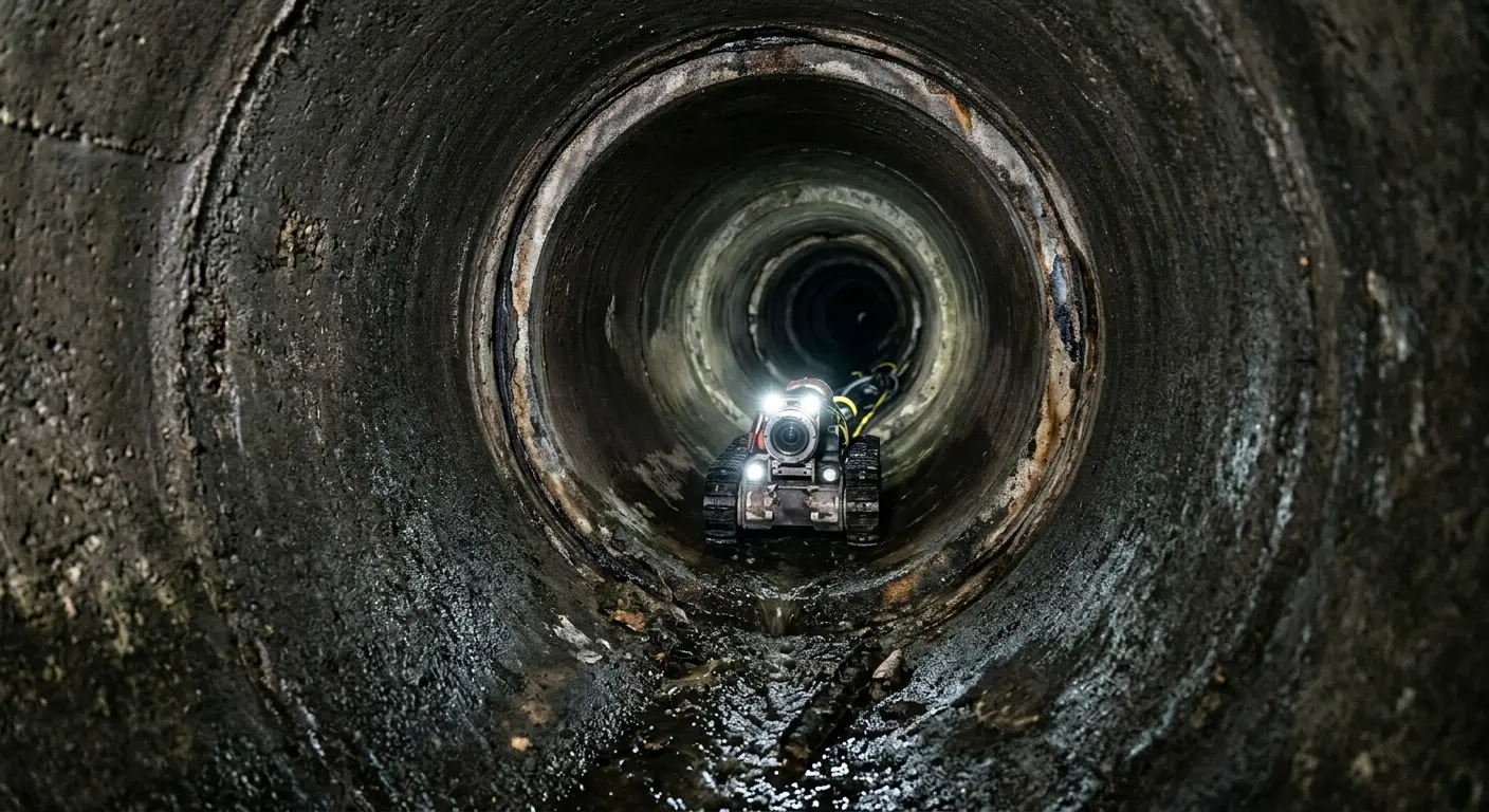 Robotic sewer camera inspecting pipe interior for Sewer Line Cleaning in Blacksburg